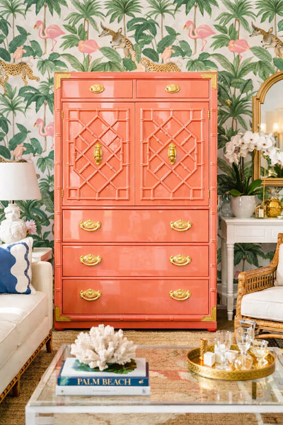 Vintage Thomasville Huntley Faux Bamboo Large Armoire Available for Custom Lacquer! - Hibiscus House
