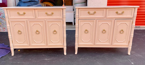 Vintage Broyhill Faux Bamboo Large Server Pair Available for Custom Lacquer!