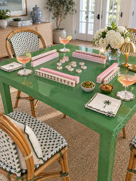 Gorgeous Vintage Game Table with Fretwork Available for Custom Lacquer! - Hibiscus House