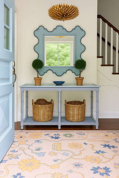 Vintage Two Tiered Faux Bamboo Console Sofa Table with Glass Top Cane Shelf Available for Custom Lacquer