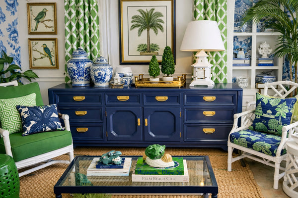 Vintage Thomasville Embassy Collection Campaign Style Credenza Available for Custom Lacquer! - Hibiscus House