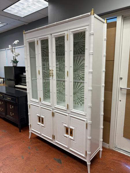 Vintage Stanley Furniture Faux Bamboo China Cabinet Available to Custom Lacquer