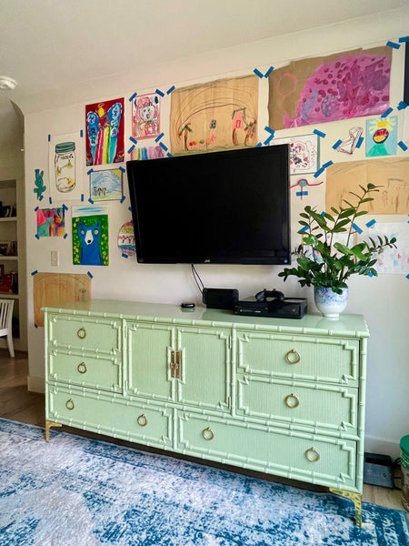 Vintage Drexel Omega Faux Bamboo Credenza Available to Customize! - Hibiscus House