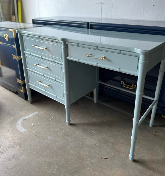 Vintage Henry Link Bali Hai Faux Bamboo Desk with BENCH Available to Customize