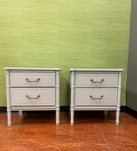 Pair of Classic Vintage Faux Bamboo Nightstands Available to Customize! - Hibiscus House