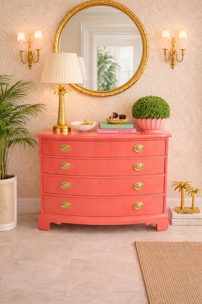 Gorgeous Vintage Ethan Allen Bow Front Traditional Style Chest Available for Custom Lacquer! - Hibiscus House