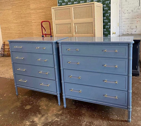 PAIR of Vintage Classic Faux Bamboo Bachelors Chest Available for Custom Lacquer!