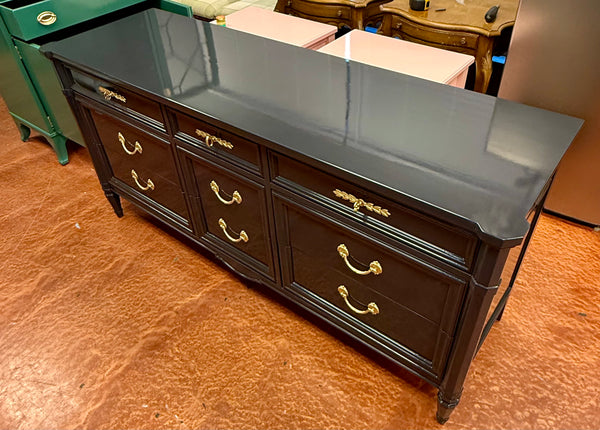 National Mount Airy Nine Drawer Traditional Style Dresser Lacquered in High Gloss Black Ready to Ship!