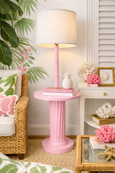 Vintage Faux Bamboo Floor Lamp Side Table Available for Custom Lacquer! - Hibiscus House