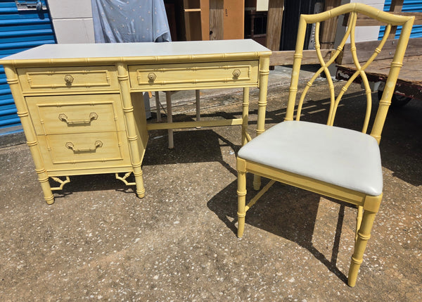 Vintage Thomasville Allegro Bamboo Desk with Matching Chair Available for Custom Lacquer!!