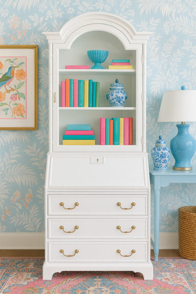 Vintage Faux Bamboo Secretary by Jasper Furniture Available to Custom Lacquer!