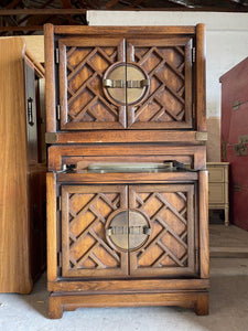 1950's- 1960's Vintage Chinoiserie Wooden Nightstands - Hibiscus House