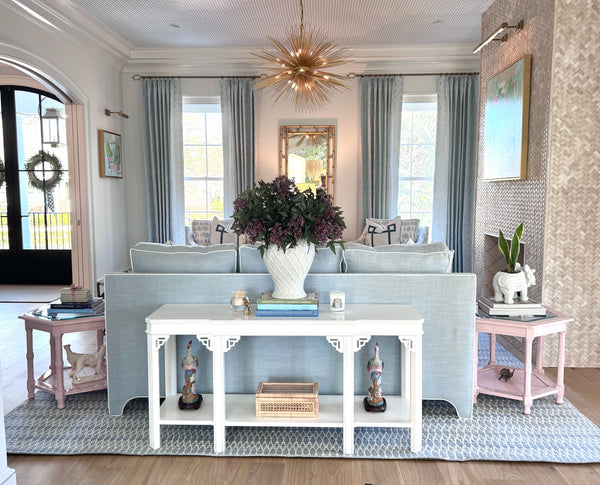 Vintage Henredon Large Console Table with Fretwork Available to Custom Lacquer!