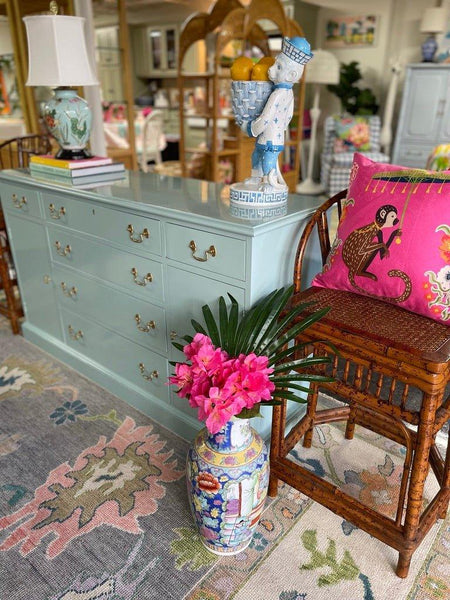 Pair of Vintage Brighton Pavilion Style Bamboo Bar Stools Ready to Ship! - Hibiscus House