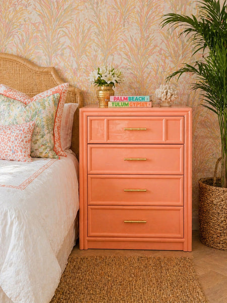 Vintage Bamboo Lea Furniture Tallboy Chest Available for Custom Lacquer! - Hibiscus House