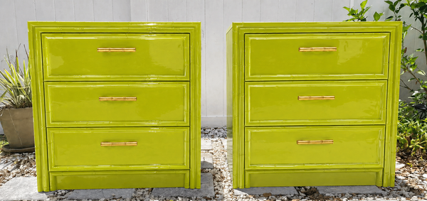 Vintage Lea Furniture Large Nightstand/Chest Pair Available For Custom Lacquer! - Hibiscus House