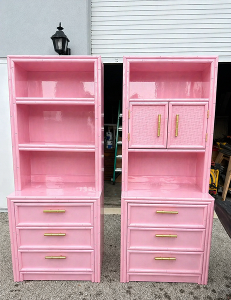 Vintage Lea Furniture Large Nightstand/Chest Pair Available For Custom Lacquer! - Hibiscus House