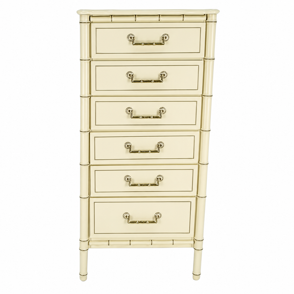 Vintage Classic Faux Bamboo Six Drawer Lingerie Chest Available for Custom Lacquer