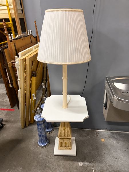 Vintage Faux Bamboo Floor Lamp Side Table Available for Custom Lacquer!