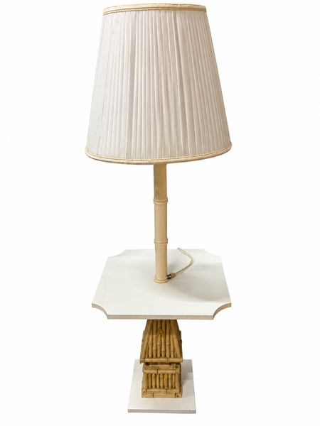 Vintage Faux Bamboo Floor Lamp Side Table Available for Custom Lacquer!