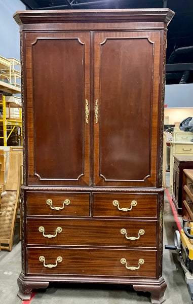 Vintage Council Furniture Chippendale Mahogany Linen Press Available for Lacquer - Hibiscus House