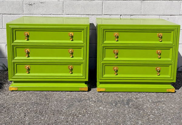 American of Martinsville Large Brass Nightstands/Chest Available for Custom Lacquer