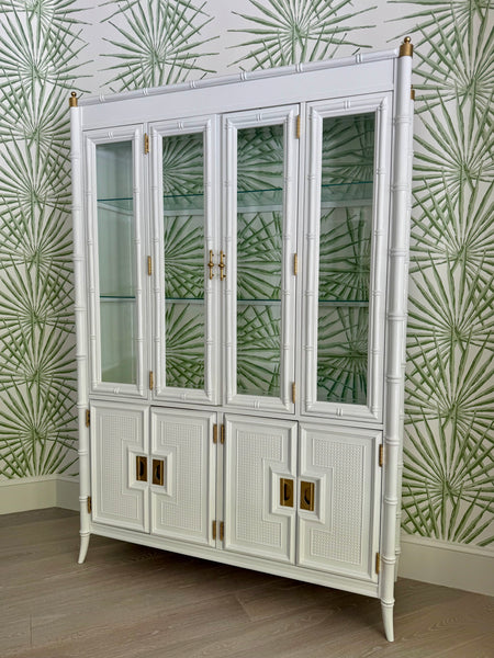 Vintage Stanley Furniture Faux Bamboo China Cabinet Available to Custom Lacquer