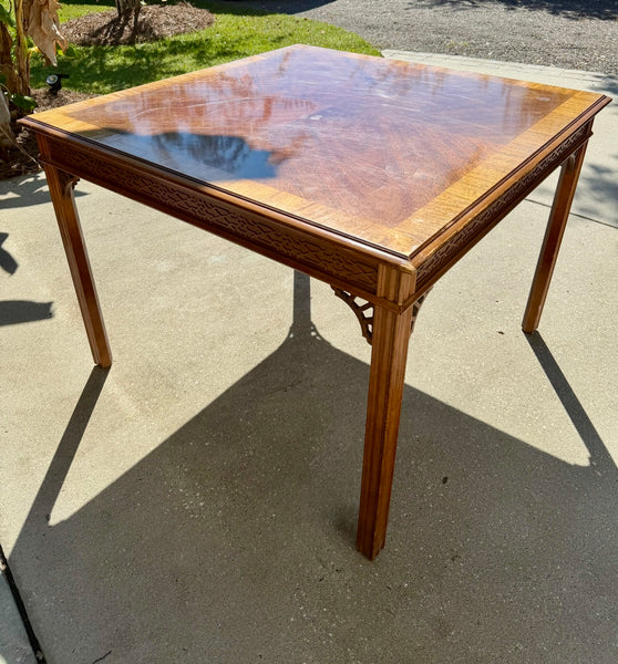 Gorgeous Vintage Game Table with Fretwork Available for Custom Lacquer! - Hibiscus House
