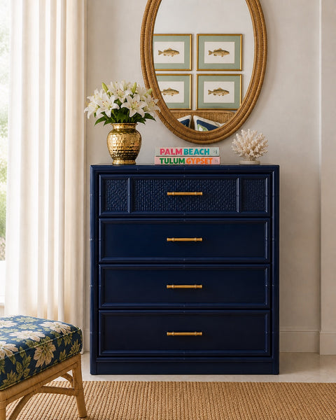 Vintage Bamboo Lea Furniture Tallboy Chest Available for Custom Lacquer! - Hibiscus House