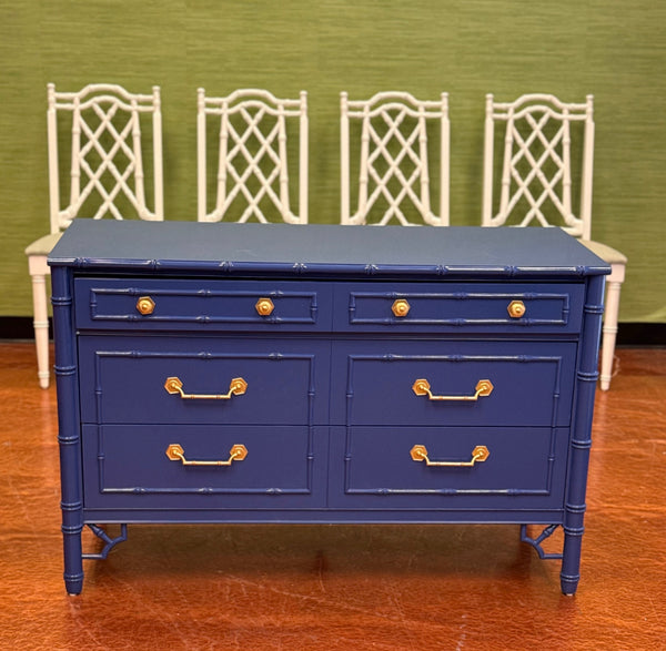 Vintage Thomasville Allegro Faux Bamboo Three-Drawer Dresser Available for Custom Lacquer