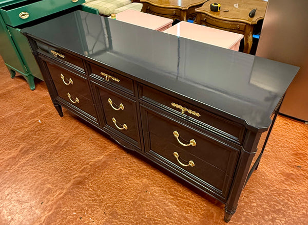 National Mount Airy Nine Drawer Traditional Style Dresser Lacquered in High Gloss Black Ready to Ship!