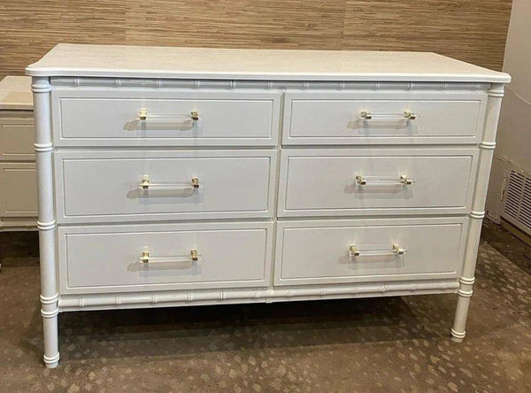 Vintage Faux Bamboo Classic Six Drawer Dresser Available for Custom Lacquer! - Hibiscus House