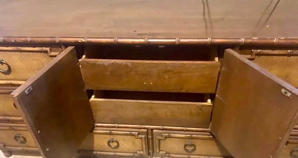 Vintage Drexel Omega Faux Bamboo Credenza Available to Customize! - Hibiscus House