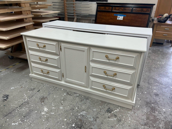 Vintage Faux Bamboo and Cane Credenza Available for Customization