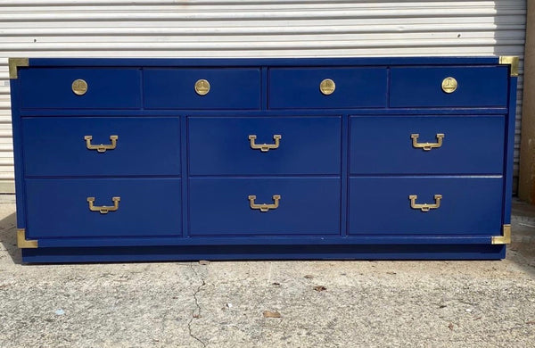 Vintage Thomasville Huntley Campaign Style Wood Dresser Available for Custom Lacquer! - Hibiscus House