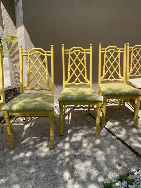Vintage Set of Six Thomasville Furniture Co Chippendale Faux Bamboo Dining Chairs Available for Custom Lacquer!