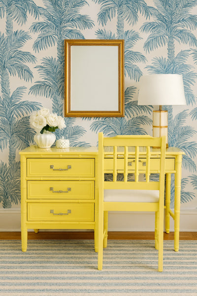 Vintage Henry Link Bali Hai Collection Faux Bamboo Classic Desk with Bench Available for Custom Lacquer