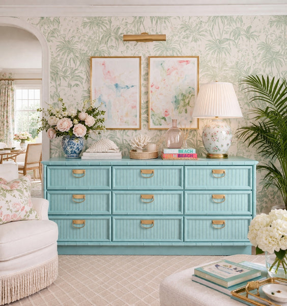Vintage Faux Bamboo Nine Drawer Dresser Available for Custom Lacquer - Hibiscus House