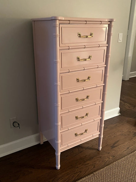 Vintage Faux Bamboo Henry Link Six Drawer Lingerie Chest Available for Custom Lacquer