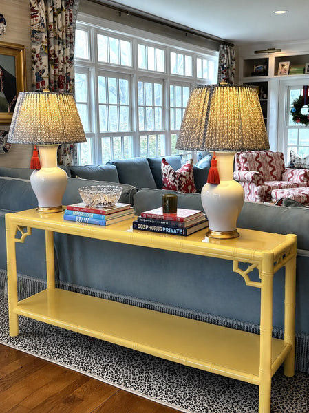 Vintage Thomasville Allegro Faux Bamboo Console Table Available for Custom Lacquer - Hibiscus House