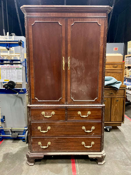 Vintage Council Furniture Chippendale Mahogany Linen Press Available for Lacquer - Hibiscus House