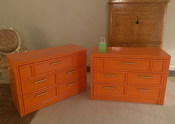 Vintage Lea Furniture Large Nightstand/Chest Pair Available For Custom Lacquer! - Hibiscus House