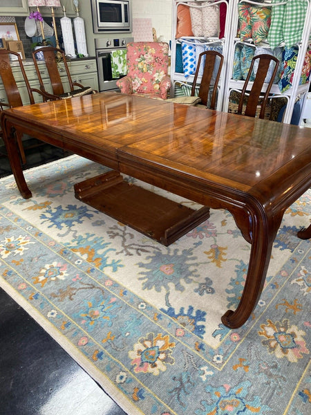 Vintage Henredon 'Folio 15' Ming Dining Table & Six Chairs Ready to Ship - Hibiscus House