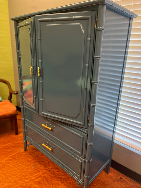 Vintage Dixie Aloha Collection Faux Bamboo Armoire Available for Custom Lacquer!