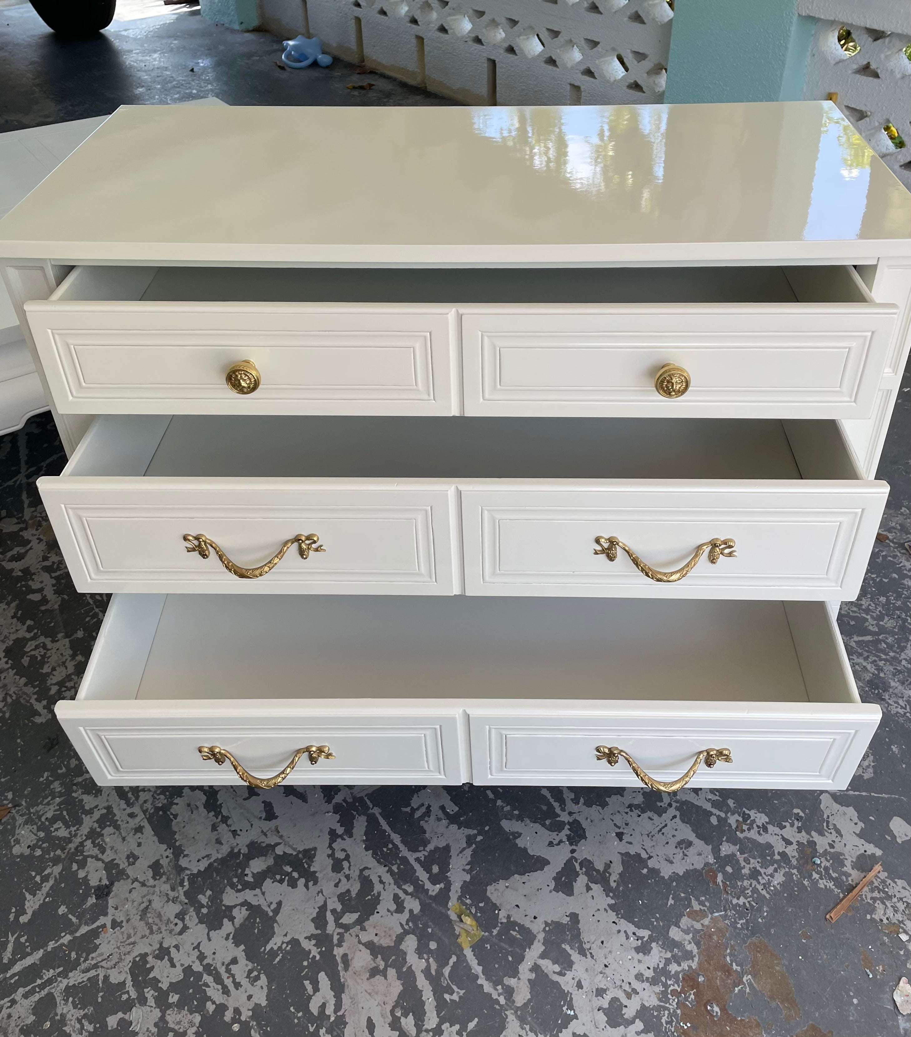 Vintage Lea Furniture Traditional Style Three Drawer Dresser Lacquered in  Swiss Coffee Available & Ready to Ship! – Hibiscus House