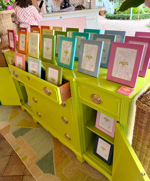 Vintage Duncan Phyfe Sideboard Lacquered in "Eccentric Lime" and Ready to Ship!