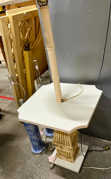 Vintage Faux Bamboo Floor Lamp Side Table Available for Custom Lacquer!