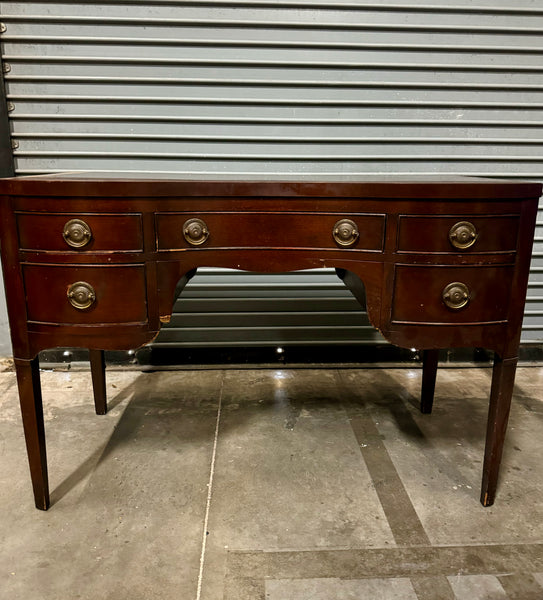 1940's Antique Coffey Furniture Serpentine Mahogany Traditional Desk/ Vanity Available for Custom Lacquer