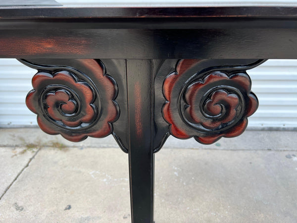 Vintage Pagoda Style Carved Ornate Rosewood Alter Console Table Available for Lacquer - Hibiscus House