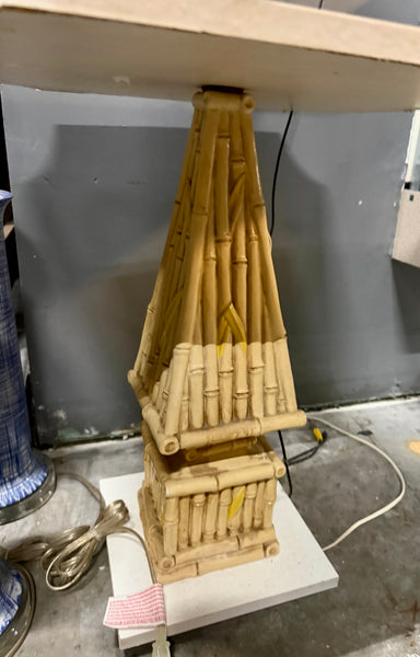 Vintage Faux Bamboo Floor Lamp Side Table Available for Custom Lacquer!